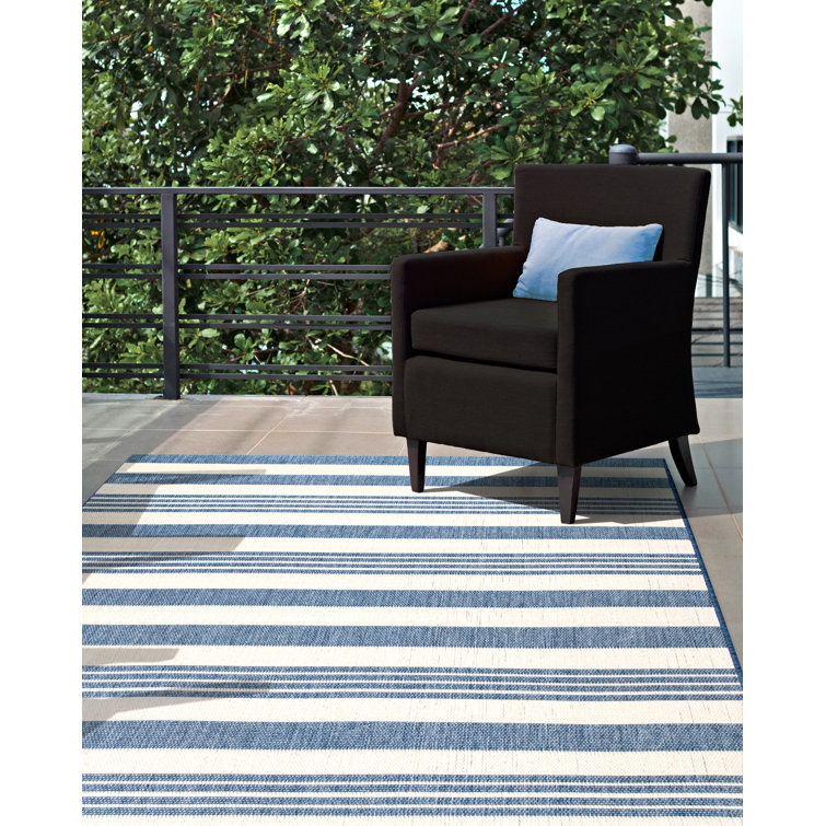 Highland Dunes Soraya Striped Blue Indoor / Outdoor Area Rug & Reviews